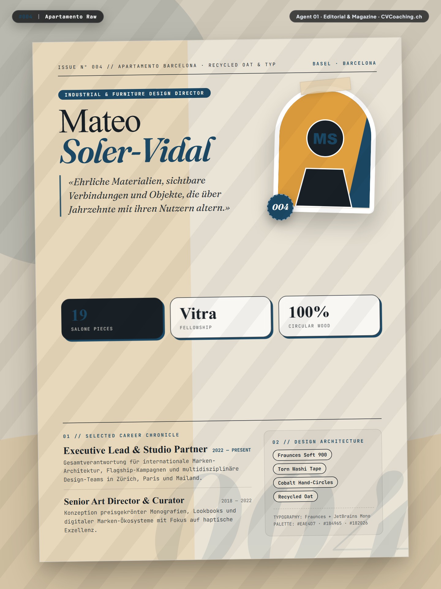 #004 Apartamento Raw – Intimate Collage, Ochre Washi Tape & Cobalt Annotations