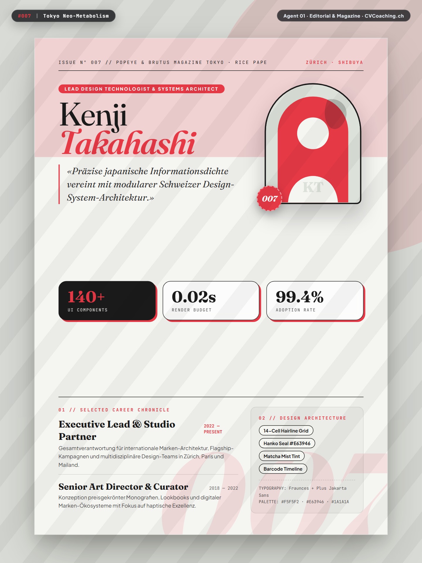 #007 Tokyo Neo-Metabolism – 14-Cell Micro-Modular Bento Grid & Hanko Vermilion Stamp