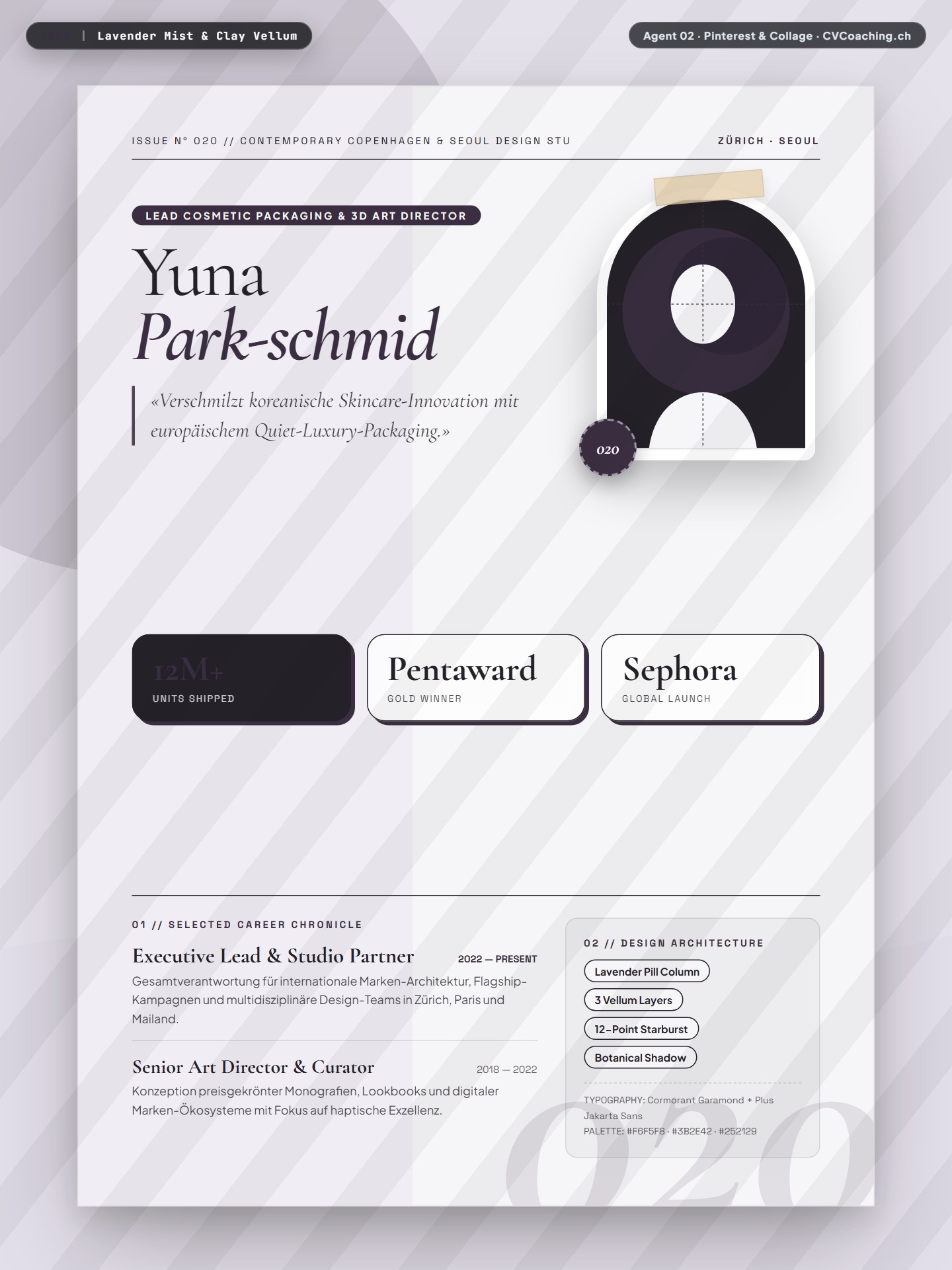 #020 Lavender Mist & Clay Vellum – Copenhagen-Seoul Pastel Mesh, Arch-Pill Column & Starburst